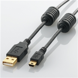 USB2.0ケーブル/フェライトコア A-miniB/1.0m(ブラック)