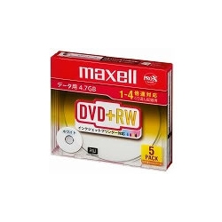 maxell データ用DVD+RW 4x 4.7GB 1枚ずつ薄型ケース入5P D+RW47PWB.S1P5SA