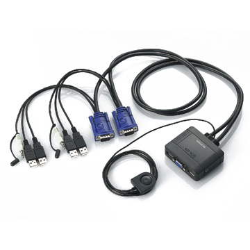 USB対応ケーブル一体型パソコン切替器 D-sub対応