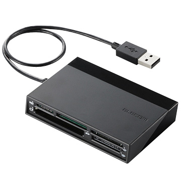 メモリリーダライタ/USBハブ付/SD+MS+CF+XD/ブラック