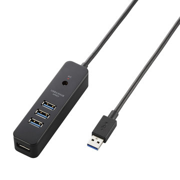 USB3.0ハブ/セルフパワー/マグネット/4ポート/ブラック