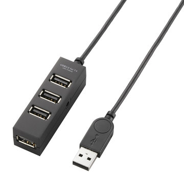 USB2.0ハブ/TV用/セルフパワー/4ポート/1m/ブラック