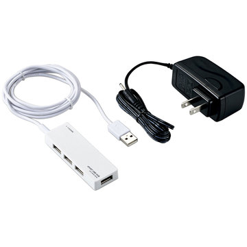 USB2.0ハブ/ACアダプタ付/セルフパワー/4ポート/ホワイト