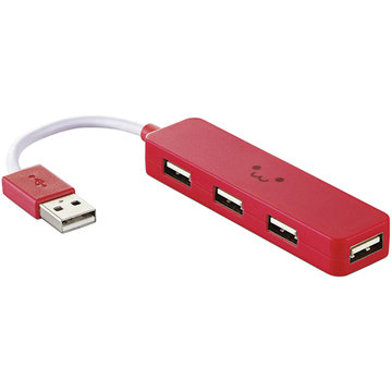 USB2.0ハブ/カラフル/バスパワー/4ポート/レッド/FACE