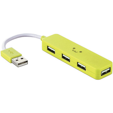 USB2.0ハブ/カラフル/バスパワー/4ポート/グリーン/FACE