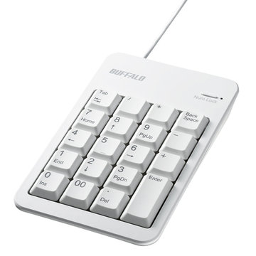 有線テンキーボード Tabキー/USBハブ付き ホワイト