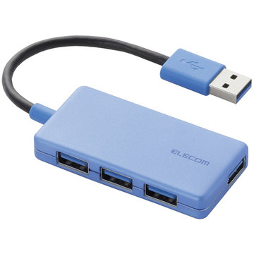 USB3.0ハブ/コンパクト/バスパワー/4ポート/ブルー