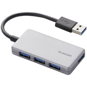 USB3.0ハブ/コンパクト/バスパワー/4ポート/シルバー