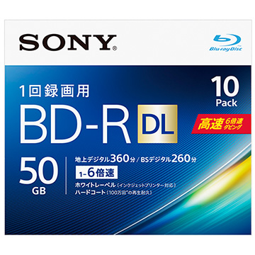 ビデオ用BD-R DL 50GB 6X プリンタブル 10P