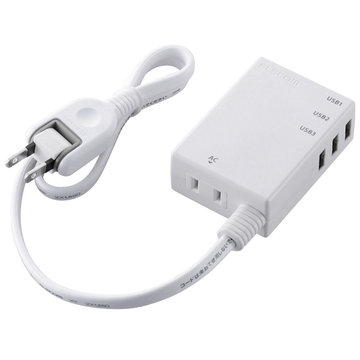 USBタップ/USBメスx3/ACx1/ケーブル/3.1A/ホワイト