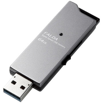 USBメモリー/USB3.0/スライド/FALDA/64GB/ブラック