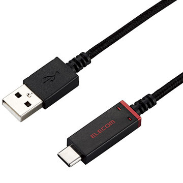 USBケーブル/USB2.0Cオス-Aオス/高耐久/1.2m/ブラック