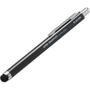 スマホ・タブレットタッチペン/超感度/ノック式/ブラック