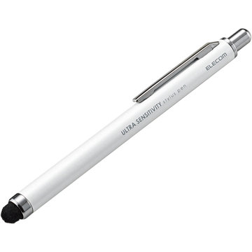 スマホ・タブレットタッチペン/超感度/ノック式/ホワイト