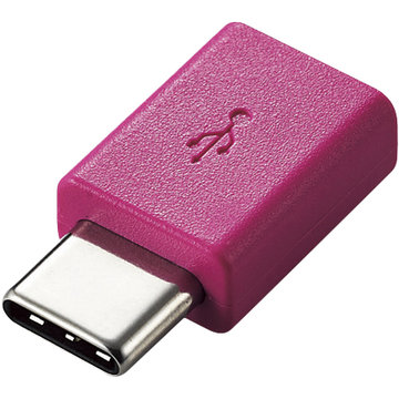 スマホ用USB変換アダプタ/microBメス-Cオス/ピンク