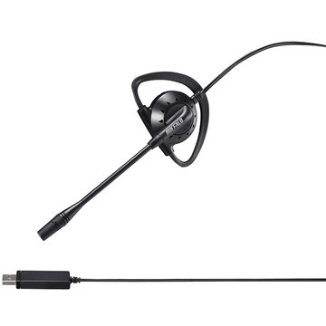 片耳イヤフック式ヘッドセット USB接続 ブラック