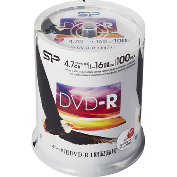 データ用DVD-R 1-16x IJP対応 100枚スピンドル