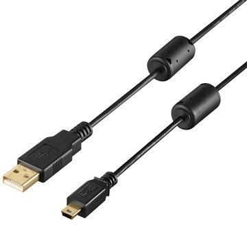 USB2.0 A-miniB フェライトコア付ケーブル 1.5m ブラック