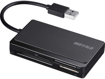 USB2.0マルチカードリーダー ケーブル収納 ブラック