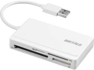 USB2.0マルチカードリーダー ケーブル収納 ホワイト