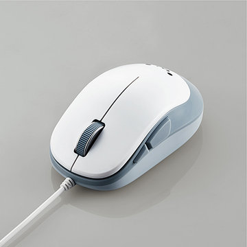 BlueLEDマウス/EPRIM/有線/5ボタン/ホワイト