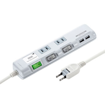 USB充電付節電タップ(面ファスナー付・2P・2個口・3m)