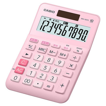 W税率電卓 ミニジャストタイプ 10桁 ピンク