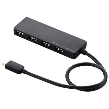 USB2.0HUB/Type-C/Aメス4/30cm/ブラック