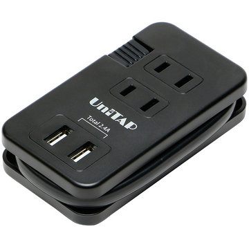 USB給電x2電源タップ3個口OAタップ (ブラック)