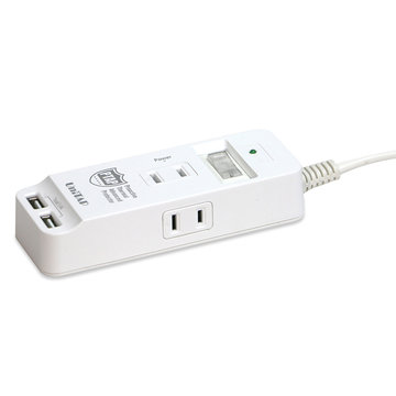 火災防止+USB給電マルチタップ USBx2電源3個口