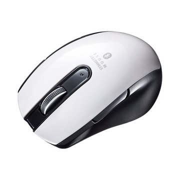 Bluetooth ブルーLEDマウス(5ボタン・対称・ホワイト)