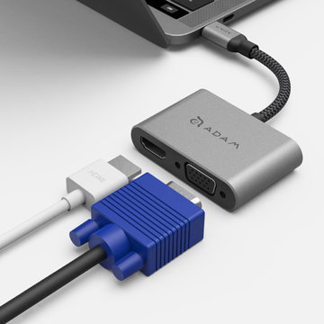 USB Type-C VGA/HDMI変換アダプター グレー
