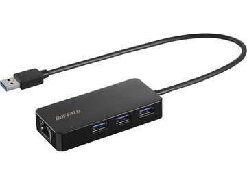 Giga対応 USB-A LANアダプターハブ付 ブラック