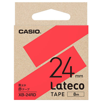 Lateco用テープ 24mm 赤/黒文字