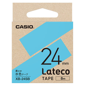 Lateco用テープ 24mm 水色/黒文字