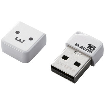 USBメモリ/USB2.0/小型/キャップ付/16GB/ホワイト