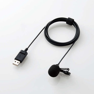 クリップ付きピンマイク/USB-A/1.8m/ブラック