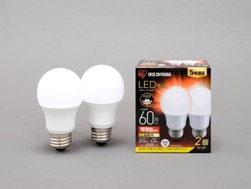 LED電球 E26 広配光 60形 電球色 2個セット