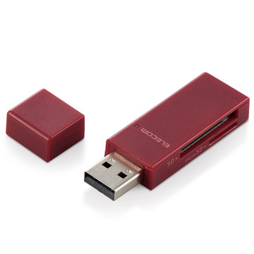 カードリーダー/USB2.0/SD+microSD対応/レッド