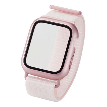 Apple Watch 44mm/フルカバーケース/ファブリック/ピンク