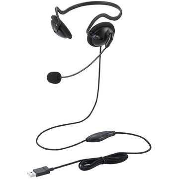 有線ヘッドセット/ネックバンド型/USB-A/両耳/ブラック