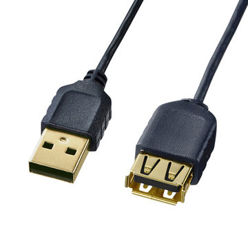 極細USB延長ケーブル(A-Aメス延長・ブラック・0.5m)