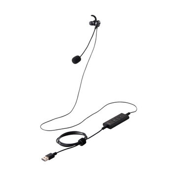 有線イヤホンヘッドセット/USB-A/片耳/ブラック