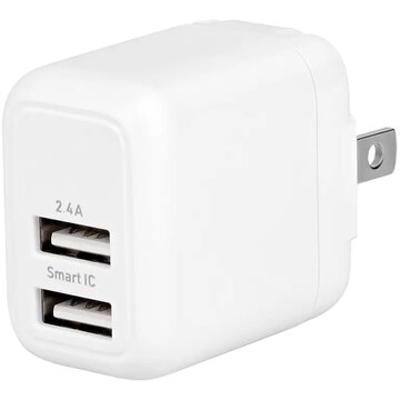 AC/USB充電器/最大12W/2ポート/コンパクト/ホワイト