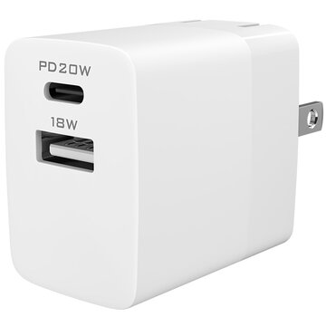 AC/USB充電器/PD20W/2ポート/ホワイト