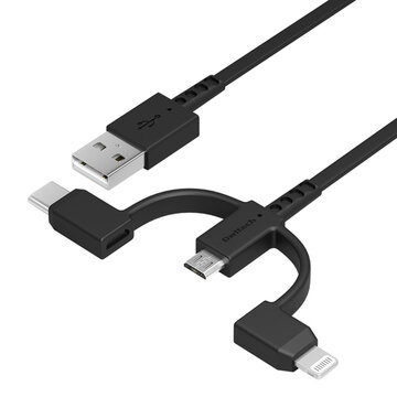USBケーブル/3in1/両引巻取/1m/ブラック