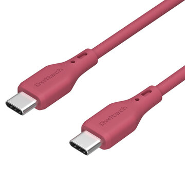 USBケーブル/USB2.0/C-C/シリコン/1m/ワインレッド