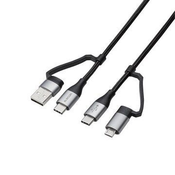 4in1 USBケーブル/USB PD対応/2.0m/ブラック