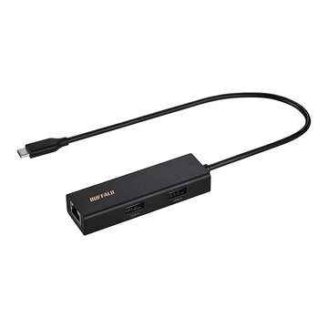 Giga対応 USB-C接続LANアダプター ハブ付 ブラック