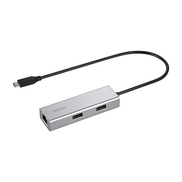 Giga対応 USB-C接続LANアダプター ハブ付 シルバー